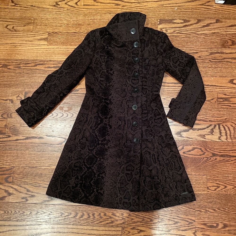 Desigual Self-Print Jacquard Buttoned Coat 38